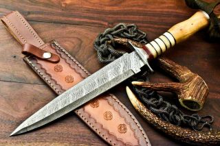 Cutlery Salvation Custom Handmade Damascus Dagger Double Edge Knife |walnut Wood