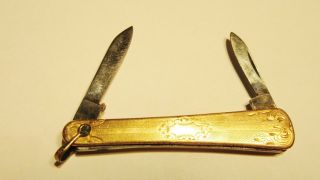 Vintage Pocket Knife 2 Blade Gold Filled Art Deco Perfect For Pocket Watch Fob