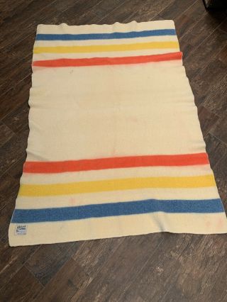 Vintage Orr Felt Orrlaskan 100 Wool Felted Striped Multicolor Blanket 64”x43”