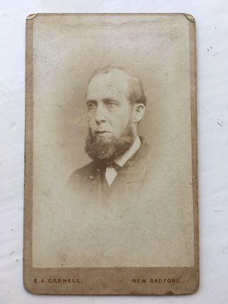 Vintage Carte De Visite,  Cdv,  Photo,  Man With Beard,  E A Carnell,  Radford
