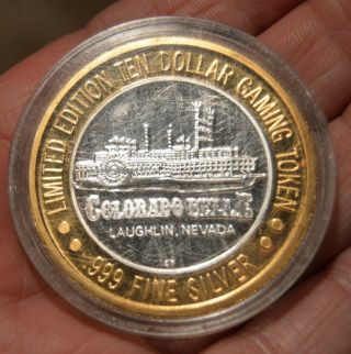 Limited Edition Ten Dollar Gaming Token From The Colorado Belle.  999 Fine Silver