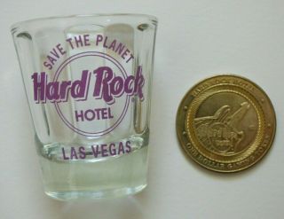 Hard Rock Hotel Las Vegas Casino - Slot Token And Shot Glass - Save The Planet