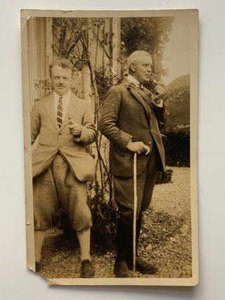 Vintage Photo Of Two Men Smoking Pipes Fashion Clothing Writing On Back London