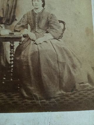 Victorian CDV Photo Woman Seated At Table W/ Books - Manchester 4