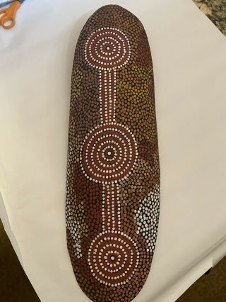 Rare Vintage Old Australian Aboriginal Indigenous Coolamon Hand - Painted Dot Art