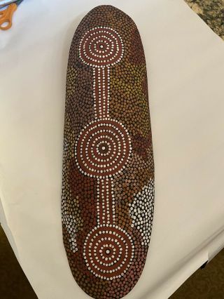 Rare Vintage Old Australian Aboriginal Indigenous Coolamon Hand - Painted Dot Art 2
