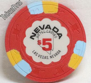 $5 Five Dollar Gaming Poker Chip Nevada Hotel Casino Las Vegas Nevada 1990