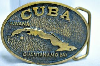 Vintage Rare Solid Brass Belt Buckle with Cuba - 1978 BTS Marked 3