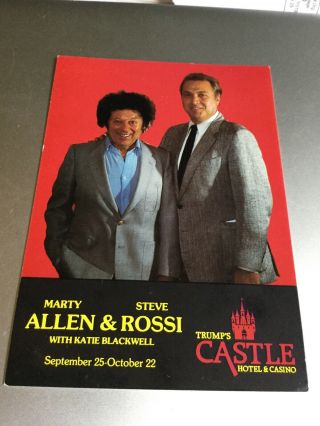 Marty Allen & Steve Rossi Castle Trump Castle Casino Photo 1979 Nj.  Signed Both