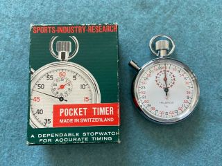 Swiss Made Helbros 1/10 Vintage Mechanical Wind Up Stopwatch With Case - Problem