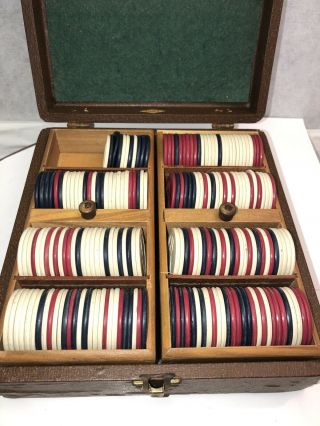 Vintage Lowe Clay Jockey Poker Chips Case Holds 4 Decks Of Cards