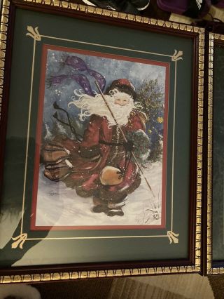 Home Interiors Christmas Santa Claus Homco 2 Vintage Framed Pictures 2