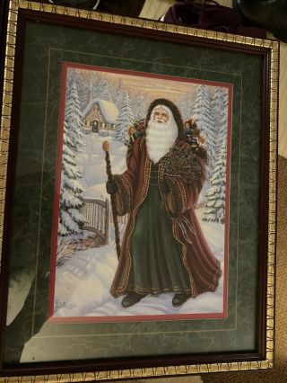 Home Interiors Christmas Santa Claus Homco 2 Vintage Framed Pictures 3