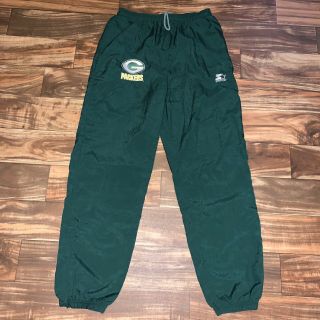 Vintage Starter Green Bay Packers Windbreaker Zip Bottom Pants Sz Large