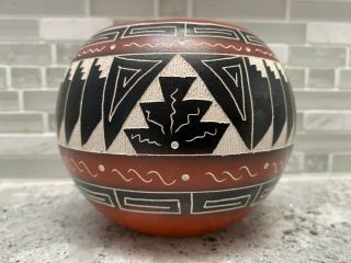 Vintage Navajo Pottery Bowl Signed By Mitchell Blackhorse