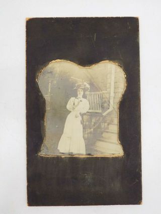 Antique Black And White Photograph Of A Woman In Cardboard Frame