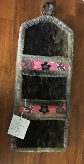 Vintage 22”x 8” North West Coast Tlingit Wall Pouch.  Fur Beaded Choice.  “gem”