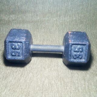 Vintage 35 Lb Cast Iron Dumbbell Cap