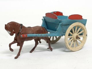 Vintage Britains Ltd London Miniature Metal Horse And Carriage Cart