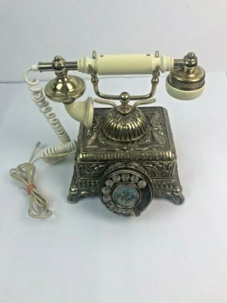 Vintage Gold Brass French Victorian Style Rotary Desk Telephone