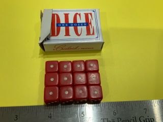 Box Of 12 Vintage Old Stock Crisloid Dice Red 10