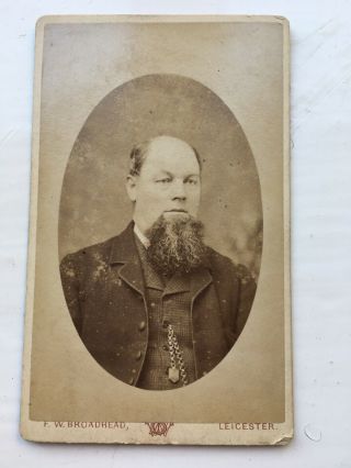 Vintage Carte De Visite,  Cdv,  Photo,  Man With Great Beard,  Broadhead,  Leicester