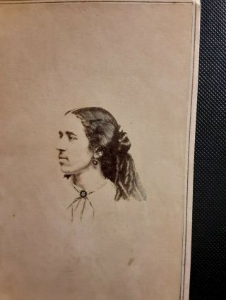 Civil War Era Cdv Woman In Profile Brooch & Earring Set Bottle Curls Bedford