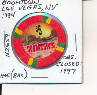 $5 Casino Chip - Boomtown Las Vegas,  Nv 1994 H&c (rhc) 2659 Obs Closed 1997