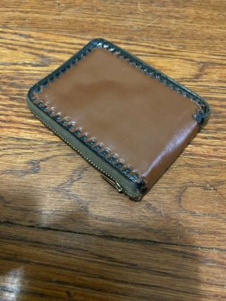 Vintage CHILD ' S WESTERN LEATHER WALLET Cowboy/ Horse Painted Zippered 2