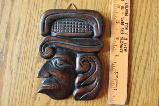 African Wall Art Hand Carved Face Tribal Style Wooden Wood Handmade