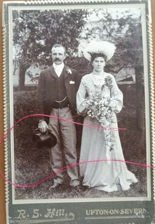 Edwardian Cabinet Photograph Of Wedding Couple.  Upton On Severn