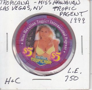 Ltd Edit $5 Casino Chip Tropicana Las Vegas,  Nv Miss Hawaiian Tropic L.  E.  750