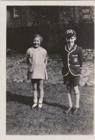 Vintage Old Photo People Fashion Children Boy Girl School Uniform Cap Hat Z2