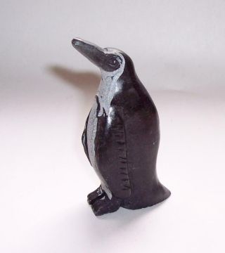 Vintage Inuit Folk Art Hand Carved Stone Penguin Bird Figure Ornament Signed Ed