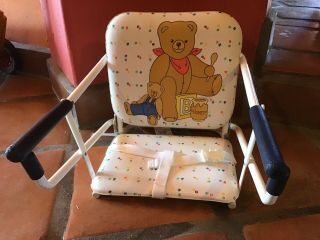 Vtg Graco Tot Loc Portable Hook/clip On High Chair Booster Seat Teddy Bear Guc