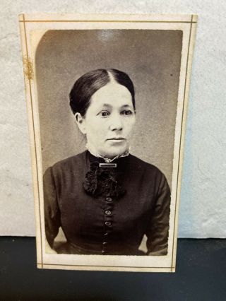 1860 - 70s Cdv Carte De Visite Portrait Of A Woman Looking Away From Camera