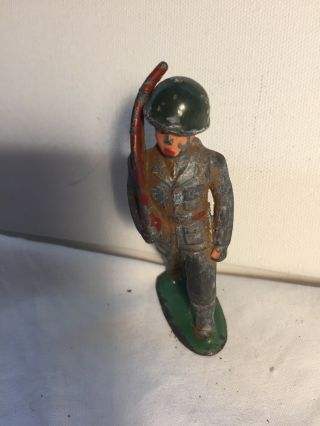 Vintage Lead U.  S.  A.  Soldier Marching With Gun Figural Toy