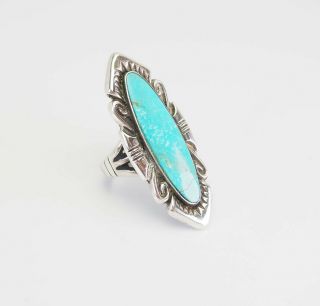 Gorgeous Vintage Handmade Sterling Silver Turquoise Native American Ring Sz 6