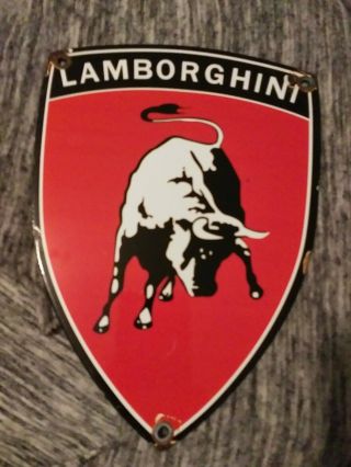 Vintage Lamborghini Dealer Porcelain Sign