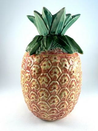 Vintage 1950s Mccoy Ceramic Pineapple Cookie Jar With Lid - 10 " - Usa