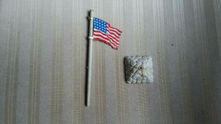 Vintage Marx Playset Tin Litho 20 Star U.  S.  Flag With As - Is Flag Pole & Base