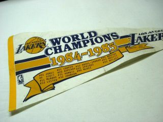 Vintage 1984 - 1985 Nba Los Angeles Lakers World Champions Pennant Magic Johnson