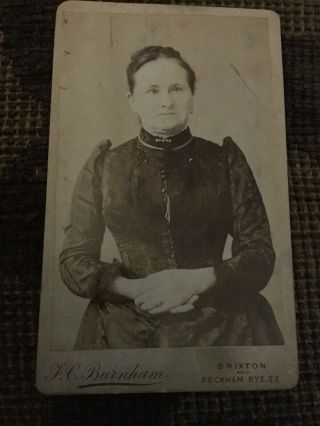 Victorian Cdv Photo Woman With Pin Brooch,  Crossed Hands - Brixton