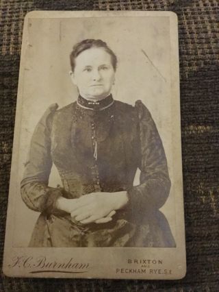 Victorian CDV Photo Woman With Pin Brooch,  Crossed Hands - Brixton 2
