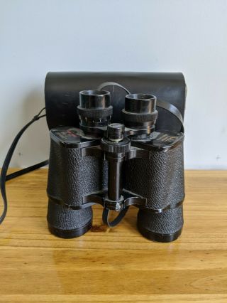 Vintage Selsi Binoculars With Case 7x50 Luminous 7.  1° Amber Coated Black