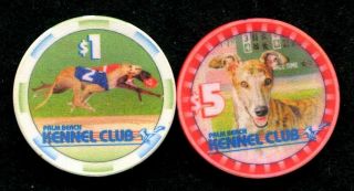Palm Beach Kennel Club $5 & $1 Poker Chips 1st Issue Chips