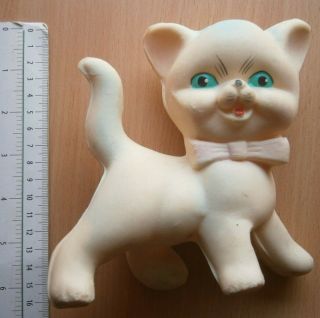 Vintage Rubber Toy Doll Puppet Baby White Cat Katz Yugoslavia Biserka Art