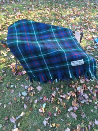 Vintage 100 Wool Plaid Throw Made In Zealand 50 X 62,  2 1/2 Fringe