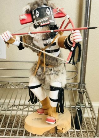 Vintage Hopi Kachina Doll,  Left Handed Archer By J.  Citron,  15” Tall,  Signed