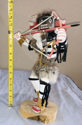 vintage hopi kachina doll,  Left Handed Archer by J.  Citron,  15” Tall,  Signed 2